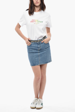 Minigonna in Denim con Cintura Logata