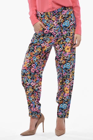 Pantaloni in Seta CHRISTELLE con Motivo Floreale