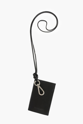 Leather Card Holder With Strap And Embossed Logo
