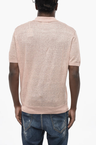 Cotton and Linen Polo with Open Collar