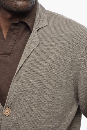 Ribbed Linen-Blend Cardigan