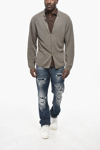 Cardigan in Misto Lino a Costine