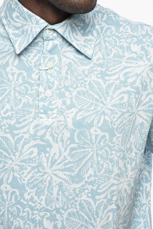 3-Button Polo with Botanical Print