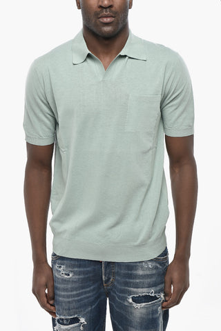 Cotton Piqué Polo with Open Collar