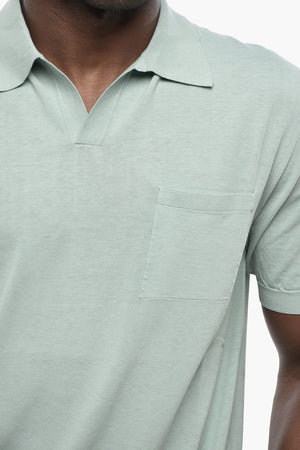 Polo In Cotone Piquet con Collo Aperto