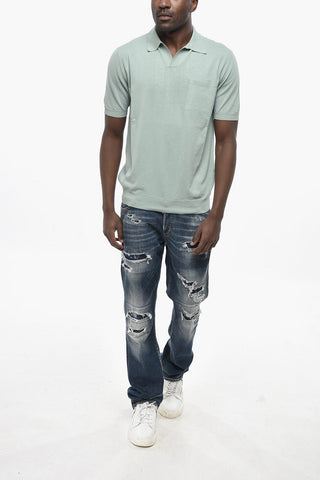 Cotton Piqué Polo with Open Collar