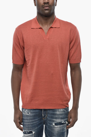 Einfarbiges Poloshirt mit offenem Kragen
