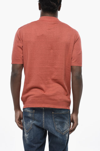 Einfarbiges Poloshirt mit offenem Kragen