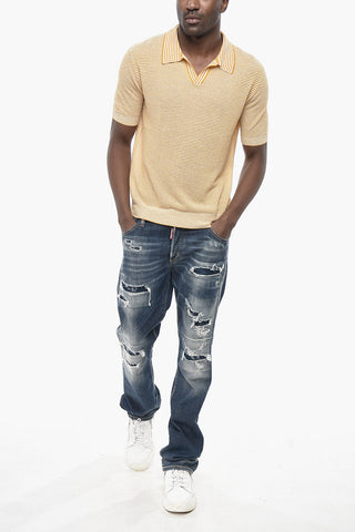 Two-Tone Striped Short-Sleeve Knit