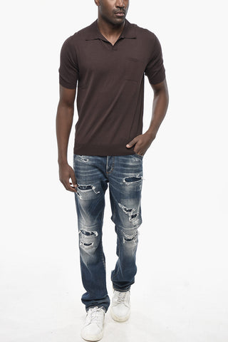 T-Shirt aus leichter Baumwolle mit Polokragen