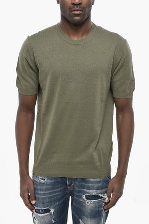 Rundhals-T-Shirt aus Leinen und Baumwolle