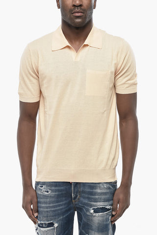 Einfarbiges Poloshirt Mit Offenem Kragen Und Brusttasche