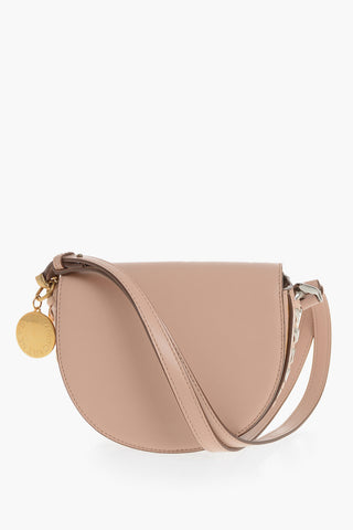 Vegan Leather Saddle Bag With Bicolor Chain Detail