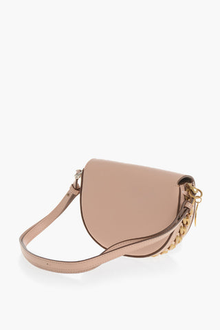 Vegan Leather Saddle Bag With Bicolor Chain Detail