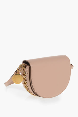 Vegan Leather Saddle Bag With Bicolor Chain Detail
