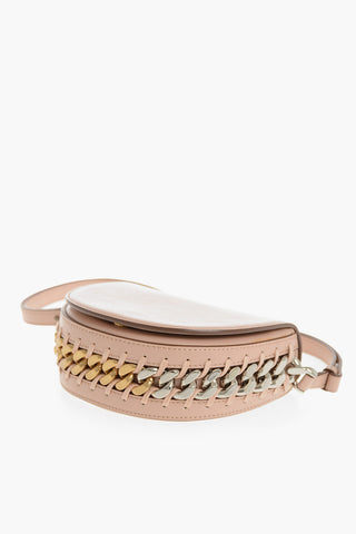 Vegan Leather Saddle Bag With Bicolor Chain Detail