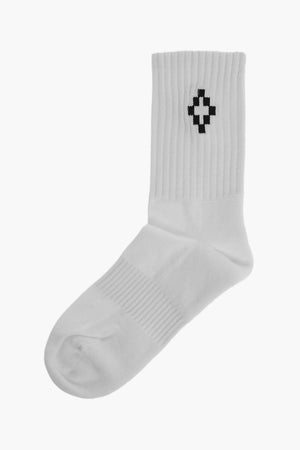 Einfarbige Socken mit Kontrastlogo