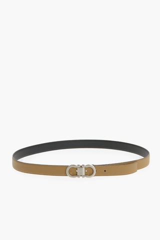 Cintura Reversibile in Pelle Martellata con Fibbia Gancini 30mm