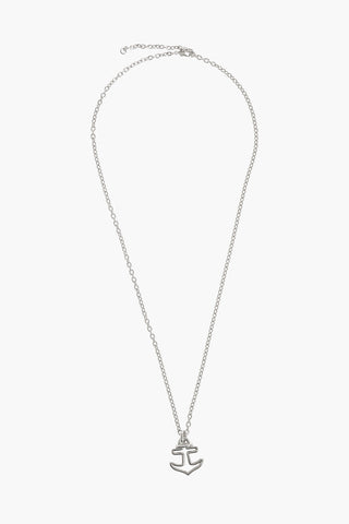 Silver-Tone Metal Necklace with Anchor Pendant