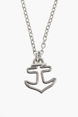 Silver-Tone Metal Necklace with Anchor Pendant