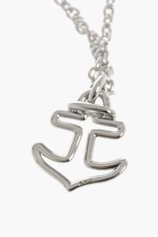 Silver-Tone Metal Necklace with Anchor Pendant