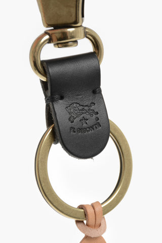 Leather Keychain With Gold Details