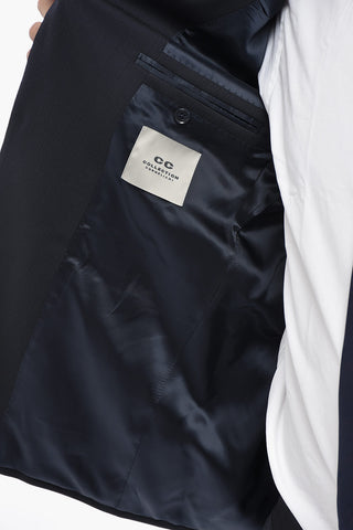 CC COLLECTION 버진 울 투 버튼 헤링본 스트라이프 수트 클래식 라펠