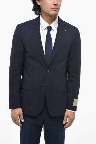CC COLLECTION Nadelstreifen-Blazer aus Schurwolle mit Pattentaschen