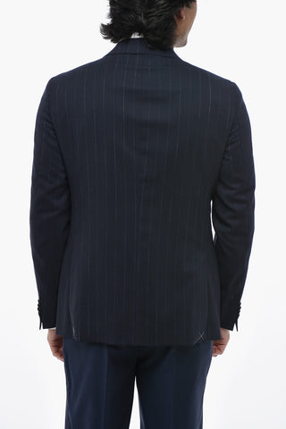 CC COLLECTION Nadelstreifen-Blazer aus Schurwolle mit Pattentaschen