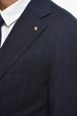 CC COLLECTION Pinstripe Virgin Wool Blazer with Flap Pockets