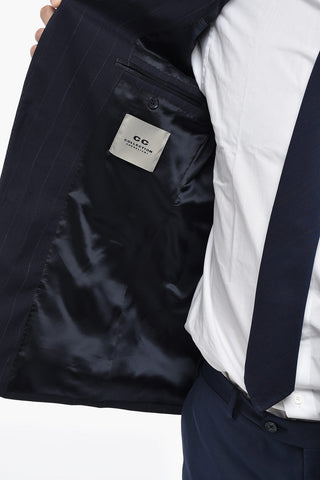 CC COLLECTION Nadelstreifen-Blazer aus Schurwolle mit Pattentaschen