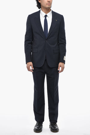 CC COLLECTION Anzug mit 2 Knöpfen aus reiner Schurwolle und Mohair mit zwei Seitenschlitzen und Spitzrevers