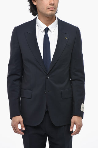 CC COLLECTION Virgin Wool and Mohair 2-Button Suit With Two Side Vents And Peak Lapel
