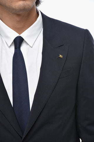 CC COLLECTION Virgin Wool and Mohair 2-Button Suit With Two Side Vents And Peak Lapel