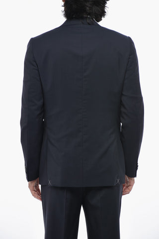 CC COLLECTION Virgin Wool and Mohair 2-Button Suit With Two Side Vents And Peak Lapel