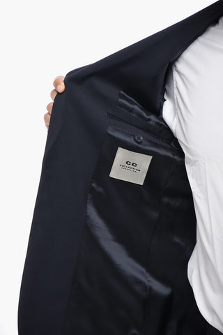 CC COLLECTION Virgin Wool and Mohair 2-Button Suit With Two Side Vents And Peak Lapel