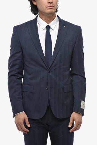 CC COLLECTION Slim-Fit-Anzug aus Schurwolle mit Pattentaschen