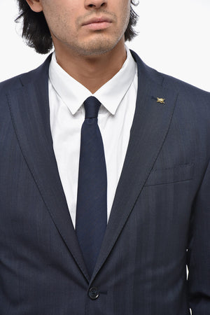 CC COLLECTION Slim-Fit-Anzug aus Schurwolle mit Pattentaschen