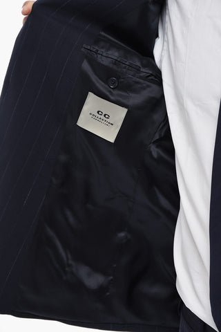 CC COLLECTION Pinstripe Virgin Wool-Blend Suit with Flap Pockets