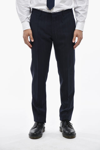CC COLLECTION Pinstripe Virgin Wool-Blend Suit with Flap Pockets