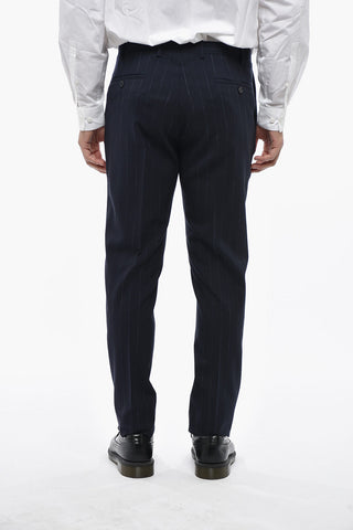 CC COLLECTION Pinstripe Virgin Wool-Blend Suit with Flap Pockets