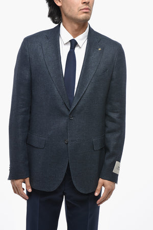 CC COLLECTION Linen-Blend Blazer with Flap Pockets