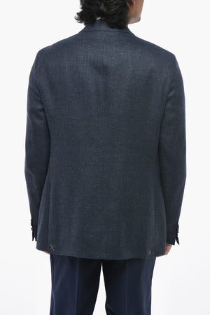 CC COLLECTION Linen-Blend Blazer with Flap Pockets
