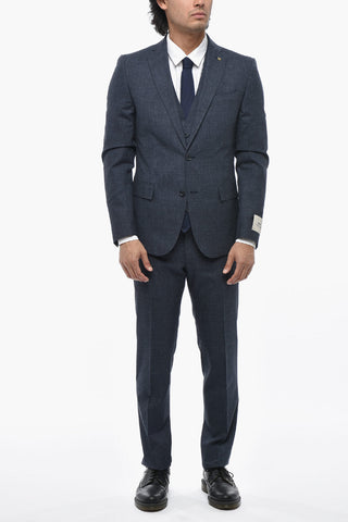 CC COLLECTION 3-Piece Virgin Wool-Blend Suit With Flap Pockets