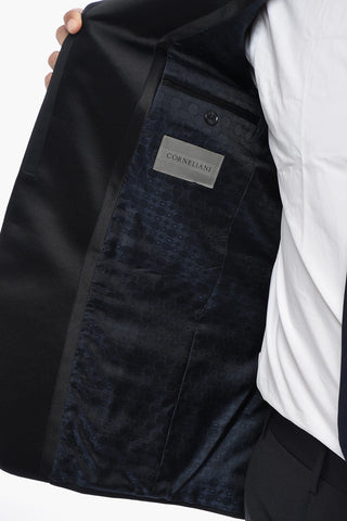 Virgin Wool Suit With Satin Peak Lapel