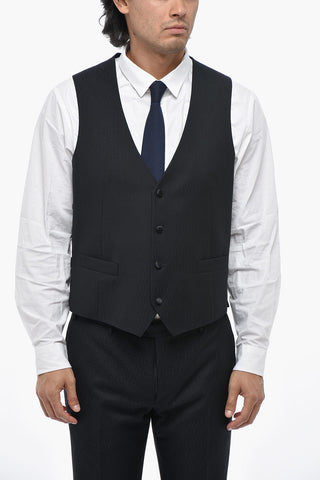 3-Piece Virgin Wool Jacquard Suit With Satin Peak Lapel