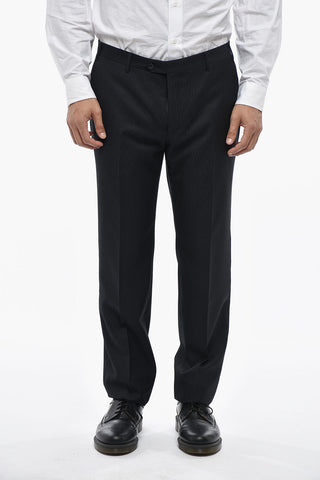 3-Piece Virgin Wool Jacquard Suit With Satin Peak Lapel