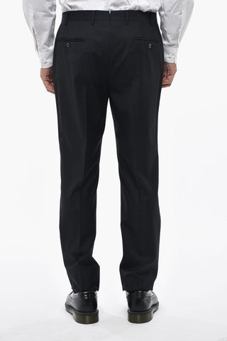 3-Piece Virgin Wool Jacquard Suit With Satin Peak Lapel