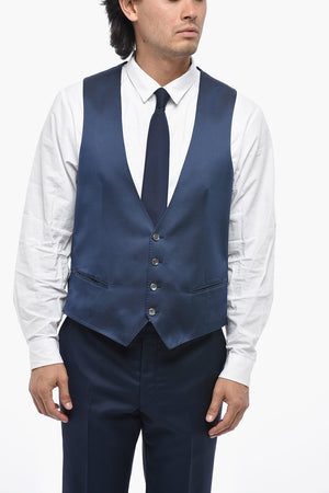 Pinpoint Silk Waistcoat with Jetted Pockets