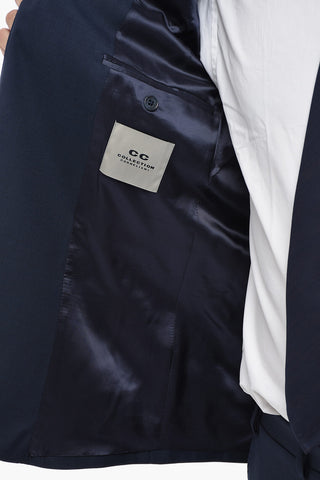 CC COLLECTION Abito a Due Bottoni in Lana Vergine con Tasche ad Aletta